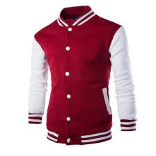 Baseball jacket with red strip