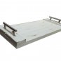 Flat Style Wood Display / Serving Tray- 16" x 12"- White/ Brushed Nickel Handle