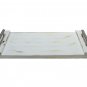 Flat Style Wood Display / Serving Tray- 16" x 12"- White/ Brushed Nickel Handle