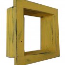 Square Wood / Wooden Shadow Box Display - 12" x 12" Yellow - Decorative Reclaim