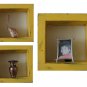 Square Wood / Wooden Shadow Box Display - 12" x 12" Yellow - Decorative Reclaim