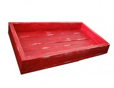 Wood Display / Serving Tray - 18" x 12" - Red Distressed - Decorative Distressed