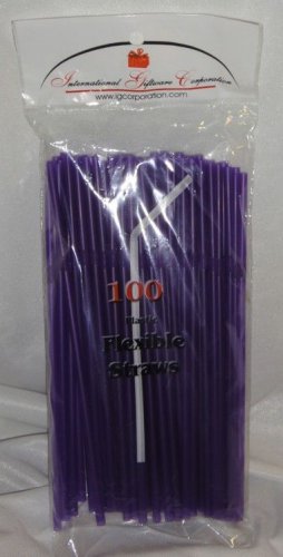 100 Straws - Flex/Flexible Drinking Straws - Luau - Wedding Party - Purple