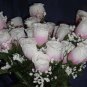 84 Silk Rose Flowers w/Raindrops - Wedding Flowers Bridal/Floral - Ivory/Rose