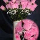 84 Silk Rose Flowers w/Raindrops - Wedding Flowers Bridal/Floral - Double Pink