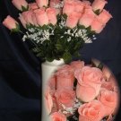 84 Silk Rose Flowers w/Raindrops - Wedding Flowers - Bridal/Floral - Peach
