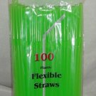 100 Straws - Flex/Flexible Drinking Straws - Luau - Wedding Party - lime Green