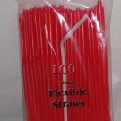 100 Straws - Flex/Flexible Drinking Straws - Luau - Wedding Party - Red