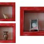 Square Wood / Wooden Shadow Box Display - 12" x 12" - Red - Decorative Reclaim