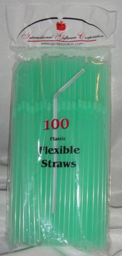 100 Straws - Flex/Flexible Drinking Straws - Luau - Wedding Party - Pale Green