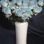 84 Silk Rose Flowers w/Raindrops - Wedding Flowers Bridal/Floral - Ivory/Blue