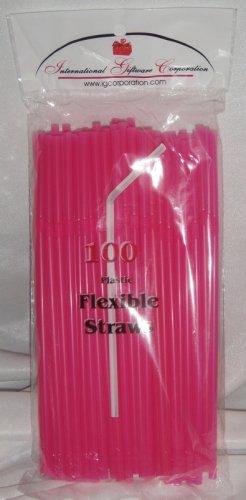 10,000 Straws - Flex/Flexible Drinking Straws -Luau - Wedding - Party -  Hot Pink