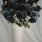 84 Silk Rose Flowers w/Raindrops -Wedding Flowers Bridal/Floral - Black / White
