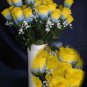 84 Silk Rose Flowers w/Raindrops -Wedding Flowers Bridal/Floral - Blue / Yellow