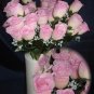 84 Silk Rose Flowers w/Raindrops -Wedding Flowers Bridal/Floral - Ivory / Pale Pink