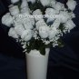 84 Silk Rose Flowers w/Raindrops -Wedding Flowers Bridal/Floral - Navy Blue / White