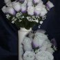 84 Silk Rose Flowers w/Raindrops -Wedding Flowers Bridal/Floral - Purple / White