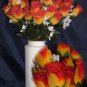 84 Silk Rose Flowers w/Raindrops -Wedding Flowers Bridal/Floral - Yellow / Red