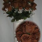 84 Silk Rose Flowers w/Raindrops - Wedding Flowers - Bridal/Floral - Brown