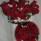 84 Silk Rose Flowers w/Raindrops - Wedding Flowers - Bridal/Floral - Burgundy