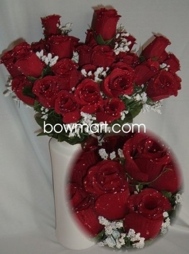 84 Silk Rose Flowers w/Raindrops - Wedding Flowers - Bridal/Floral - Burgundy