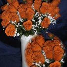 84 Silk Rose Flowers w/Raindrops - Wedding Flowers - Bridal/Floral - Deep Orange