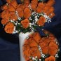 84 Silk Rose Flowers w/Raindrops - Wedding Flowers - Bridal/Floral - Deep Orange
