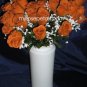 84 Silk Rose Flowers w/Raindrops - Wedding Flowers - Bridal/Floral - Deep Orange