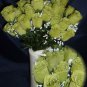 84 Silk Rose Flowers w/Raindrops - Wedding Flowers - Bridal/Floral - Lime Green