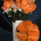 84 Silk Rose Flowers w/Raindrops - Wedding Flowers - Bridal/Floral - Orange