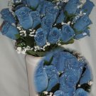 84 Silk Rose Flowers w/Raindrops - Wedding Flowers - Bridal/Floral - Periwinkle