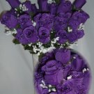 84 Silk Rose Flowers w/Raindrops - Wedding Flowers - Bridal/Floral - Purple