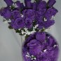84 Silk Rose Flowers w/Raindrops - Wedding Flowers - Bridal/Floral - Purple