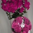84 Silk Rose Flowers w/Raindrops - Wedding Flowers - Bridal/Floral - Raspberry