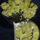 84 Silk Rose Flowers w/Raindrops - Wedding Flowers - Bridal/Floral - Sage