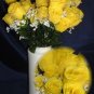 84 Silk Rose Flowers w/Raindrops - Wedding Flowers - Bridal/Floral - Yellow