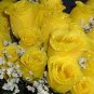 84 Silk Rose Flowers w/Raindrops - Wedding Flowers - Bridal/Floral - Yellow