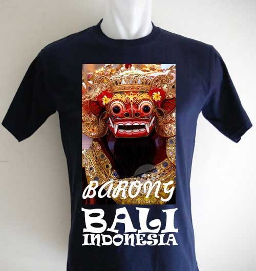 T-Shirt Souvenir, Bali Island, Bali Barong. Navy Blue Color. Unisex