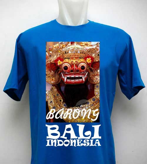 T-Shirt Souvenir, Bali Island, Bali Barong, Blue Color. Unisex