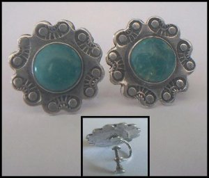 Screw Back Sterling Silver & Stone Earrings