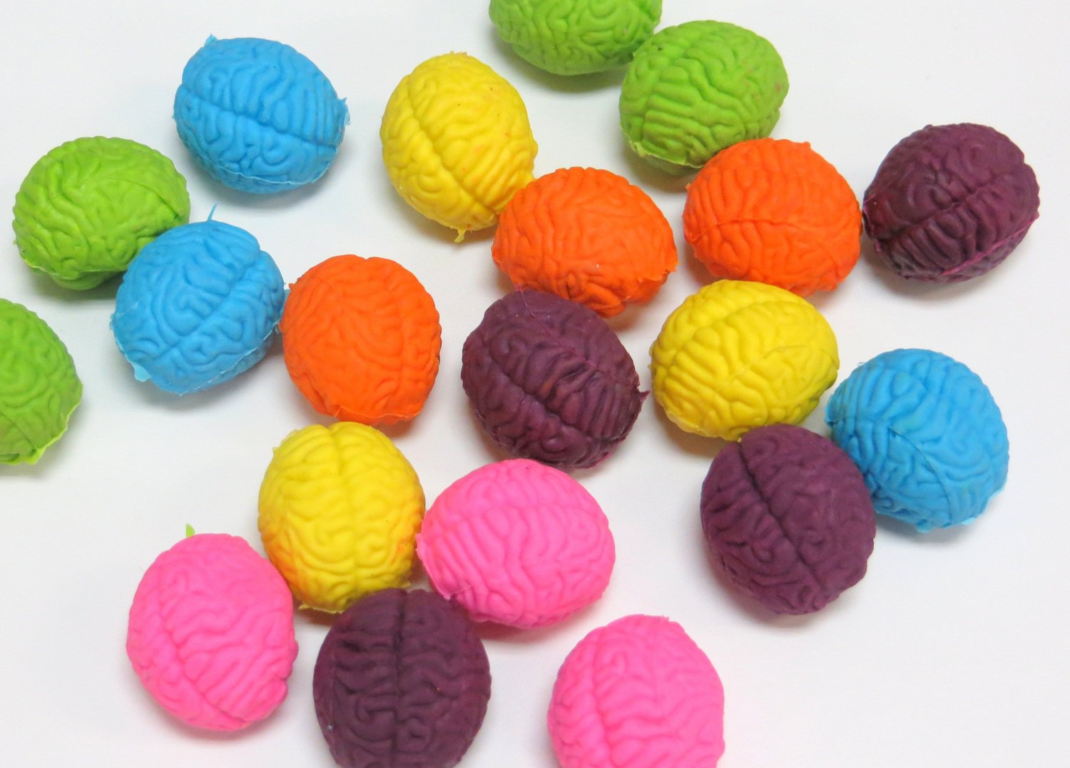 Brain Shaped Erasers Assorted Colors lot of 20