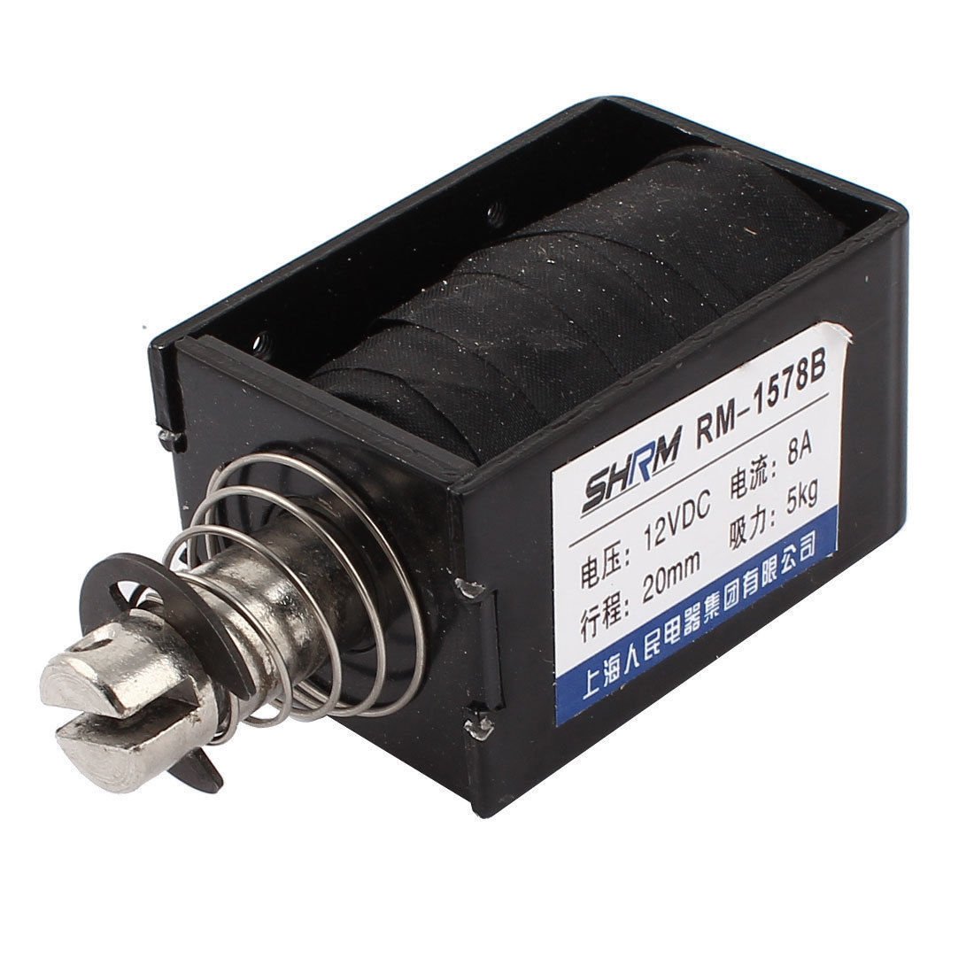 DC 12V 8A 20mm 5kg Force Open Frame Push Type Solenoid Electromagnet RM-1578B