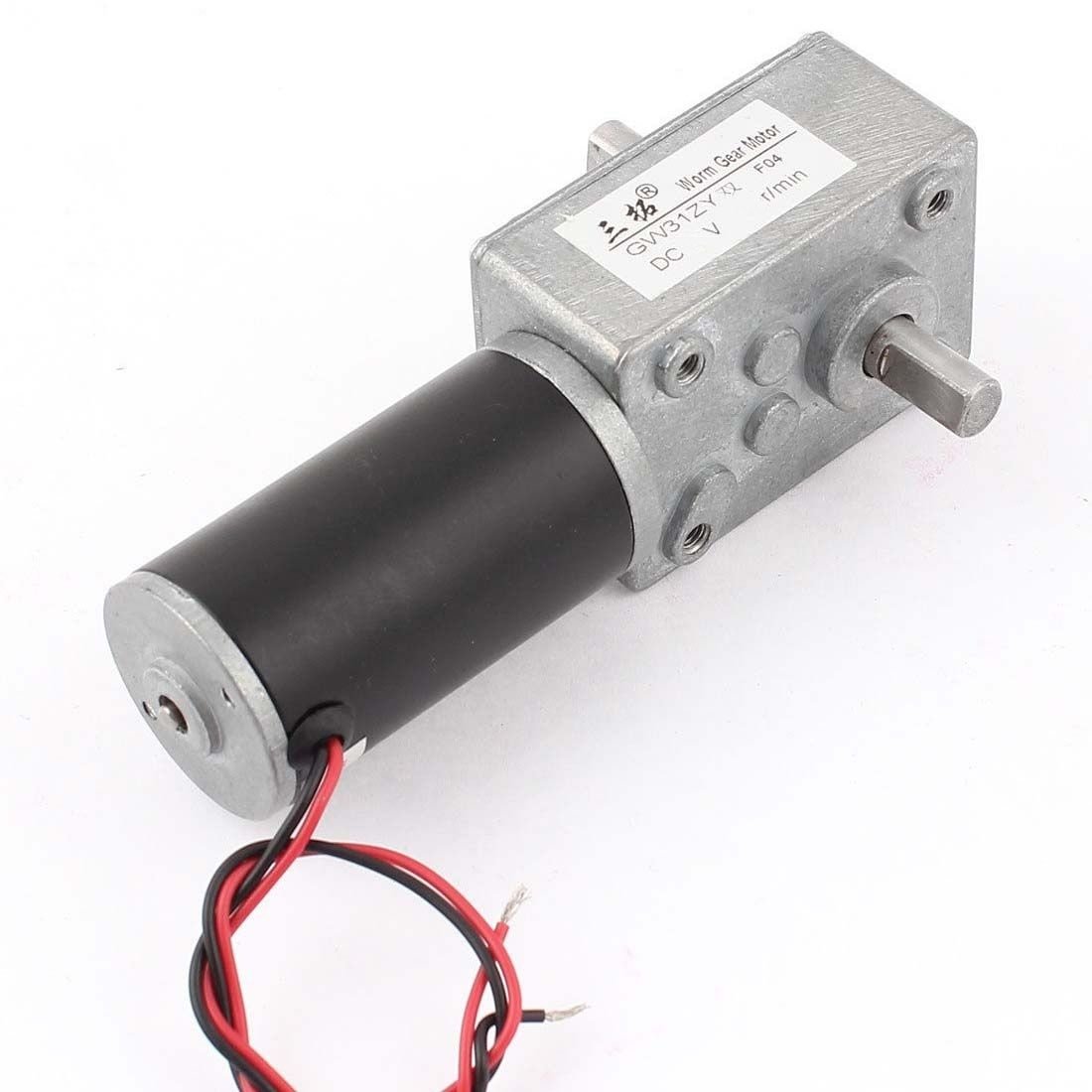 DC 12V 100RPM 5KG.CM  High Torque 1:74 Double Shaft Worm Geared Motor GW31ZY