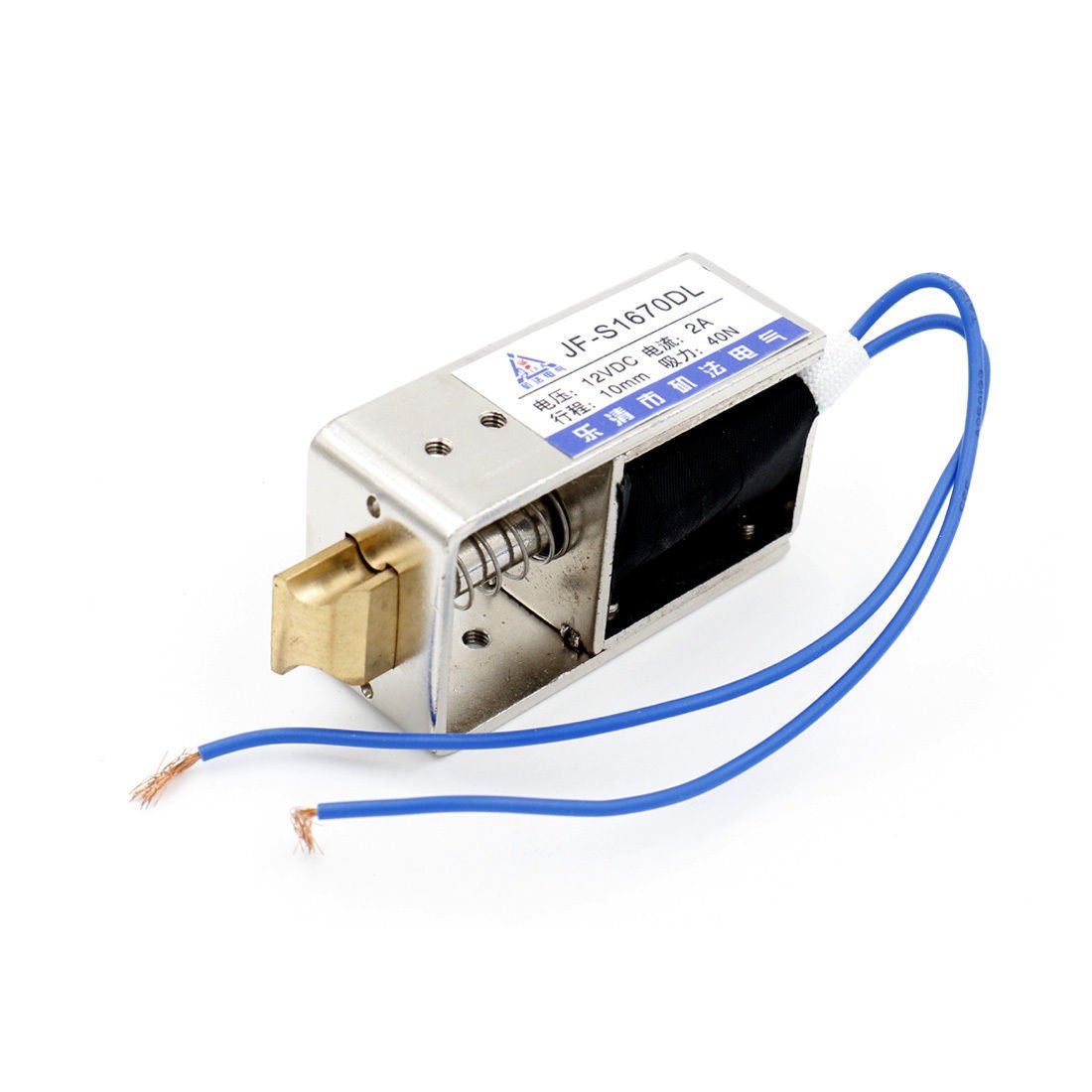 JF-S1670DL DC 12V 2A 10mm 40N Spring Loaded Door Locking Solenoid Electromagnet