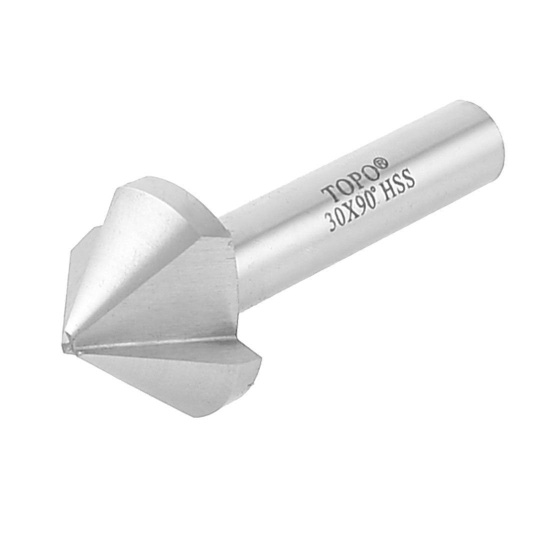 HSS Chamfer End Mill Cutter Dia 30mm 90 Degree 3 Flutes Countersink Bit