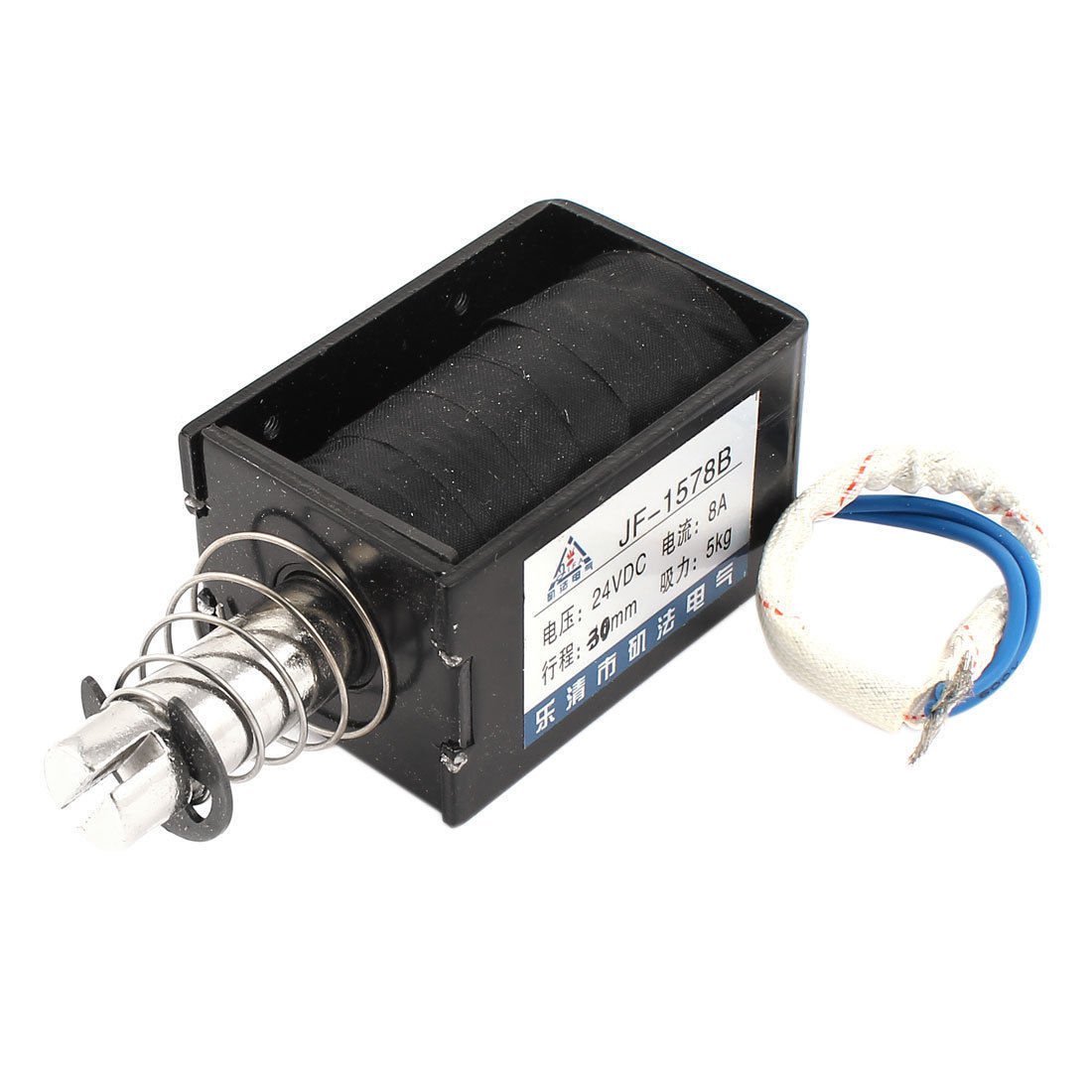 DC 24V 5Kg Force 30mm Stroke Open Frame Push Pull Solenoid Electromagnet JF1578B