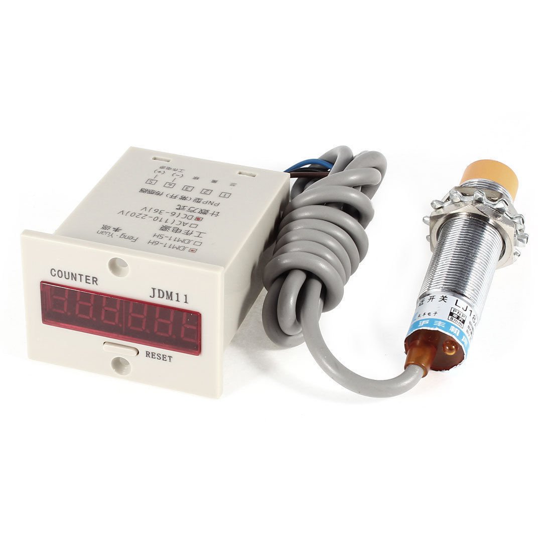 8mm Inductive Proximity Sensor Switch NO LJ18A3-8-Z/BY w 6 Digit Counter