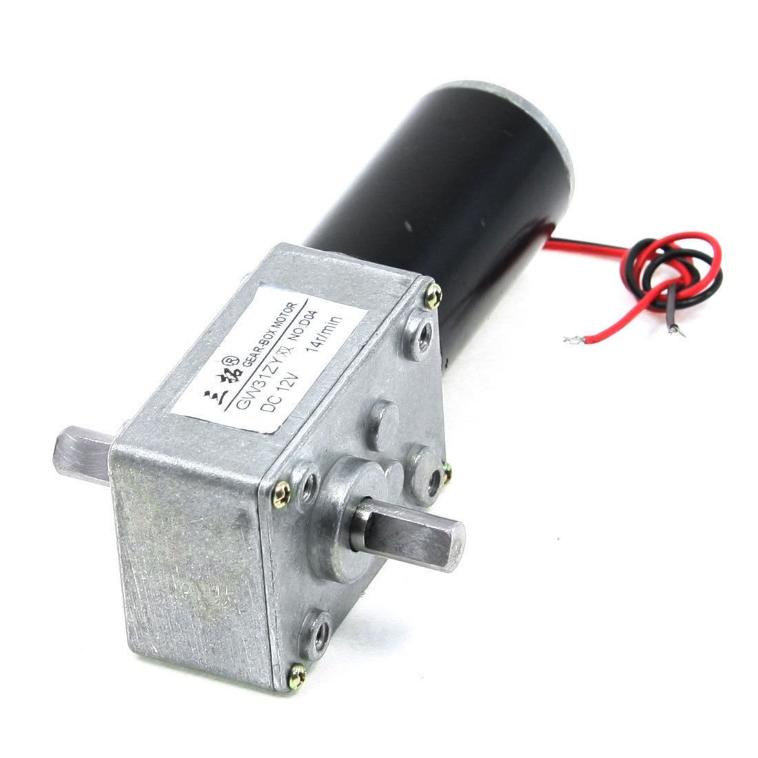 DC 12V 14RPM 1.7A 30KG.cm High Torque 8mm Double Shaft Turbine Worm Geared Motor