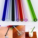 Red Glass straight drinking straws Pyrex