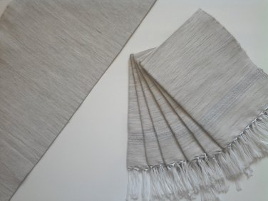 Vegan handwoven table runner + placemats (multipack of 6 units)